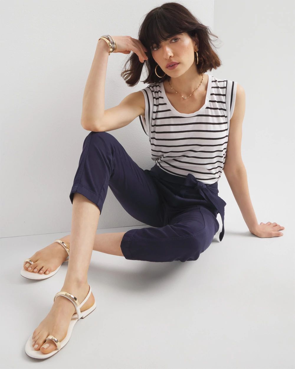 Pret High-Rise Belted Straight Cropped Pant | White House Black Market